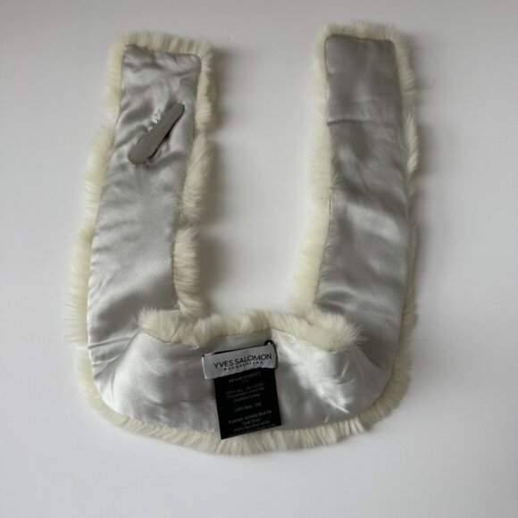 Yves Salomon White Rabbit Fur Scarf Stole 30" | Quiet Luxury Accessory - Picture 3 of 5